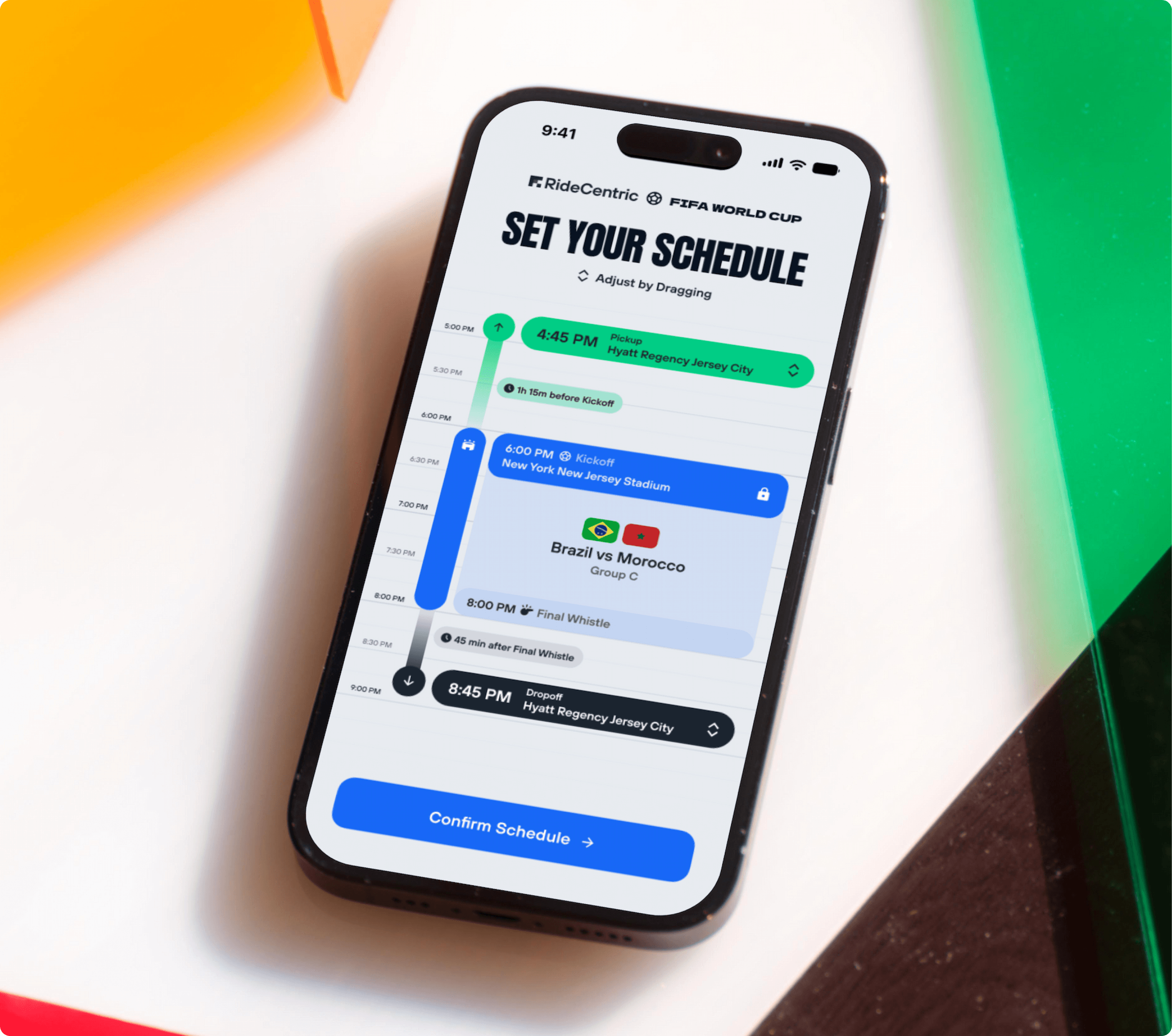 EventFlow schedule builder on a mobile device