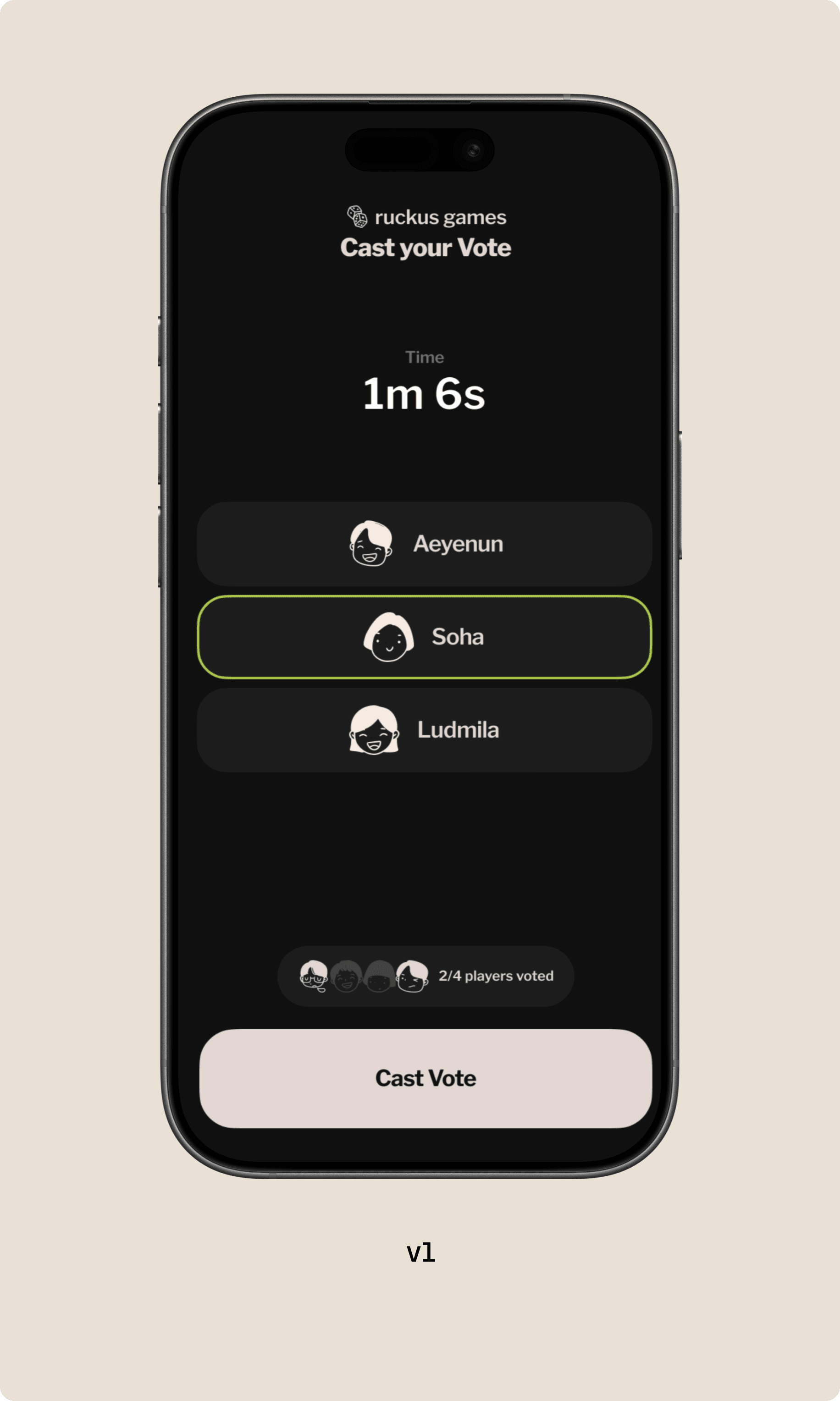 First version of the Ruckus voting screen