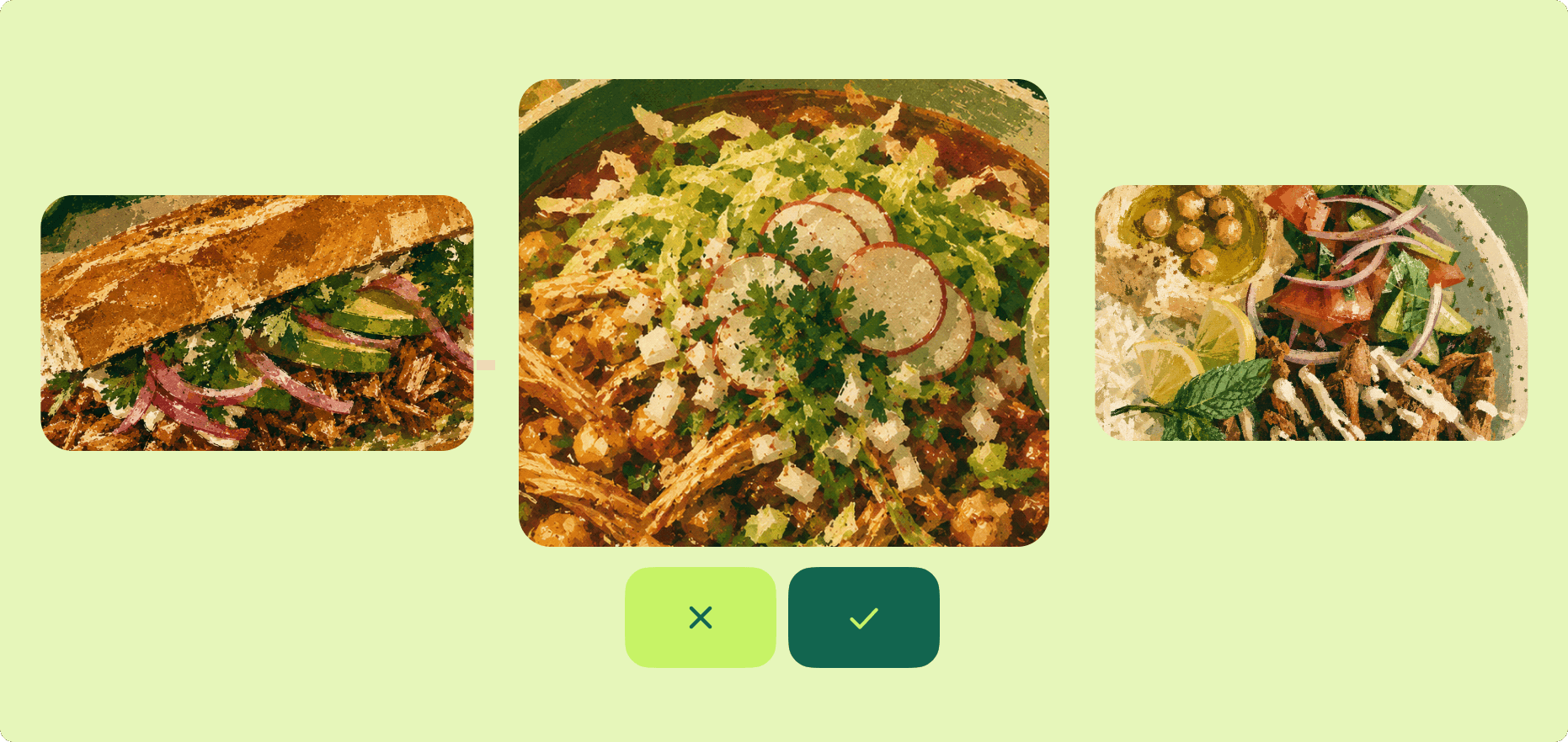 A rotating selection of meals representing variety across the week